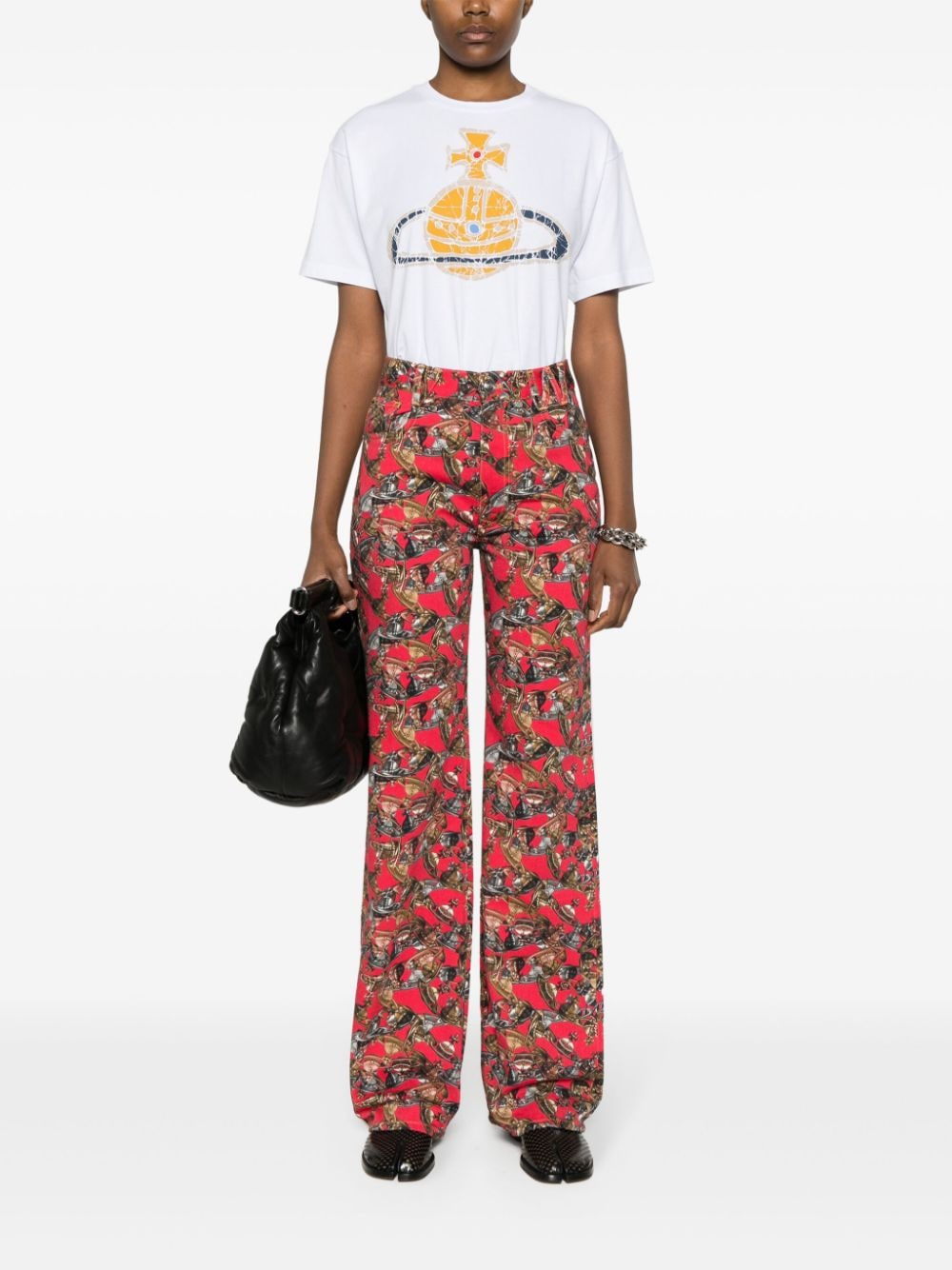 Shop Vivienne Westwood Orb-logo Straight-leg Trousers In Red