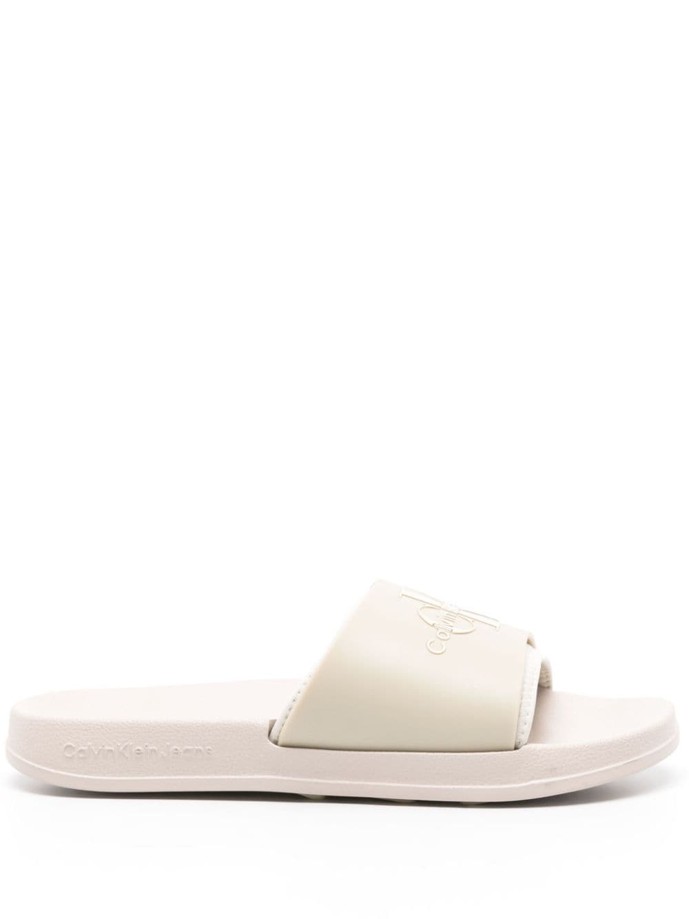 Calvin Klein Jeans Est.1978 Logo-embossed Layered Slides In Green