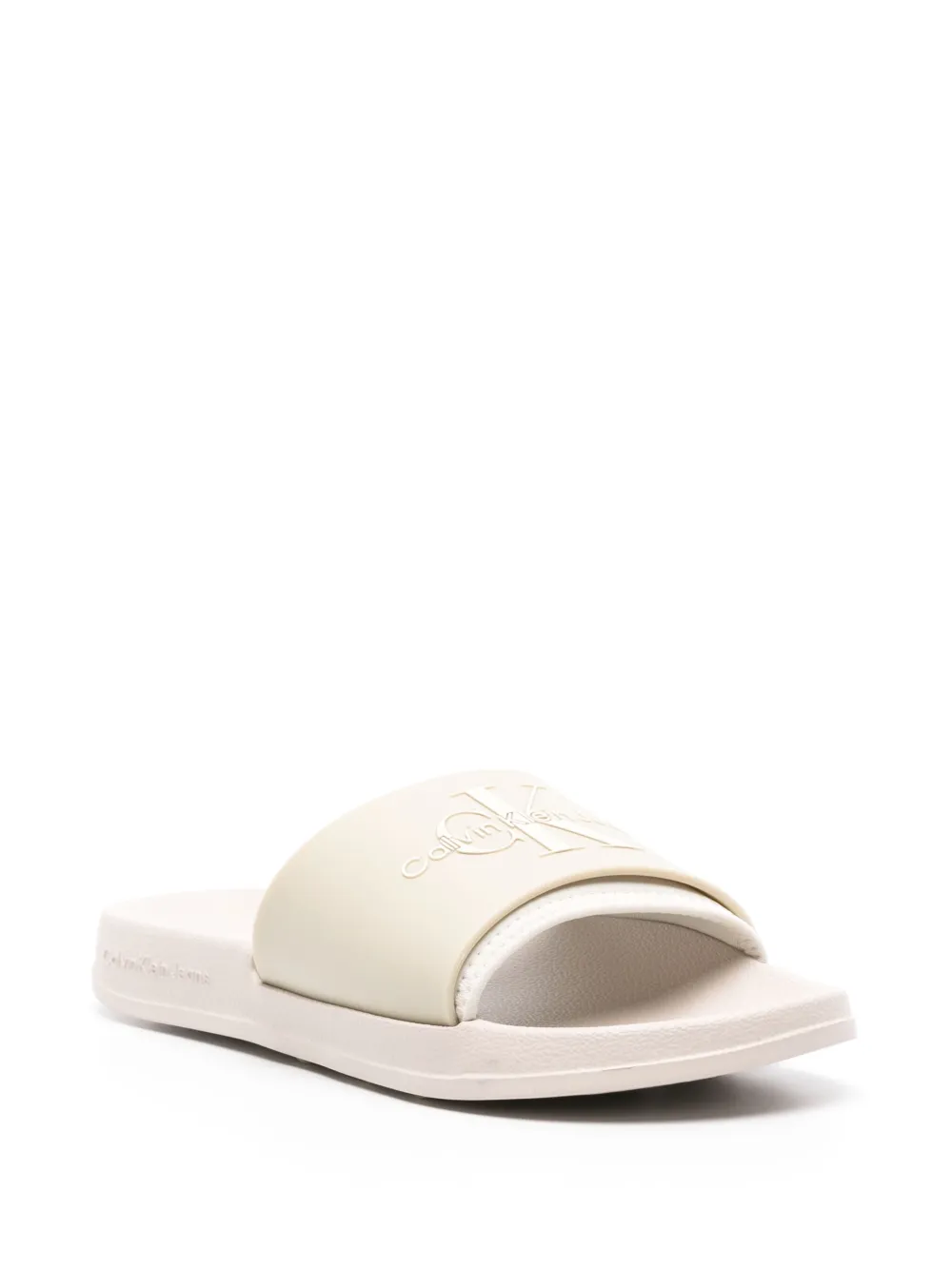 Calvin Klein Jeans logo-embossed layered slides - Groen