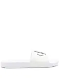 Calvin Klein Jeans logo-print canvas slides - White