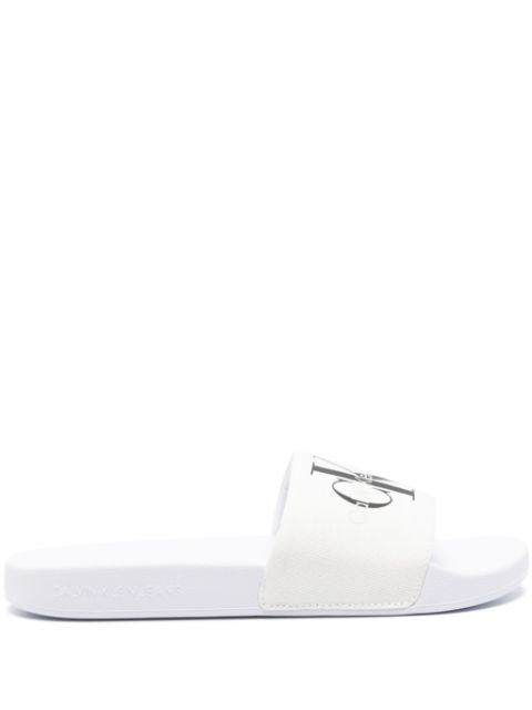 Calvin Klein Jeans logo-print canvas slides