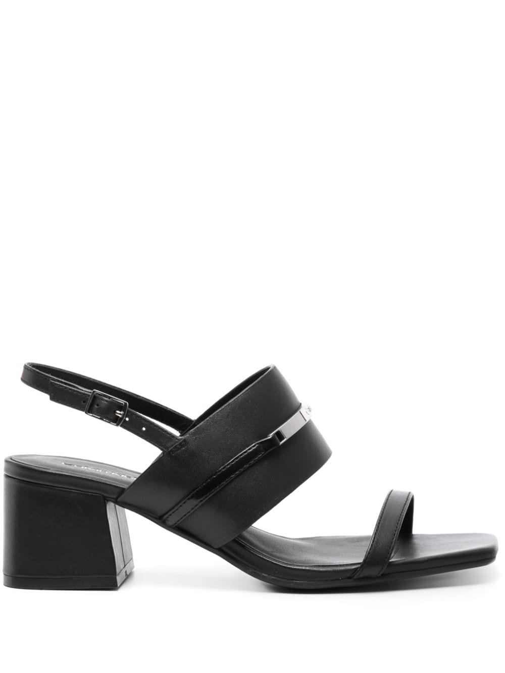 Calvin Klein 55 mm leren sandalen met logoplakkaat Zwart