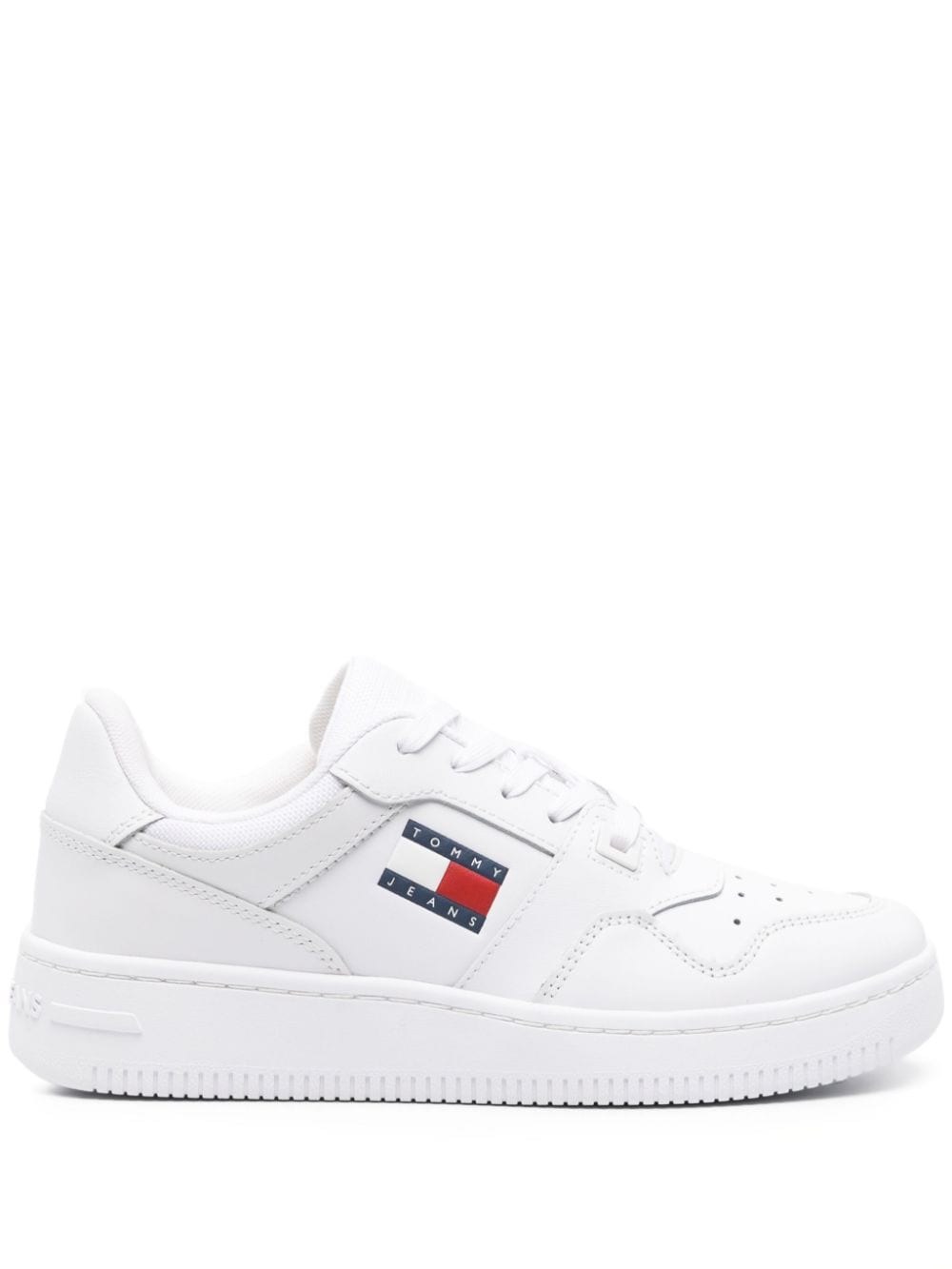 Shop Tommy Jeans Retro Basket Leather Sneakers In White