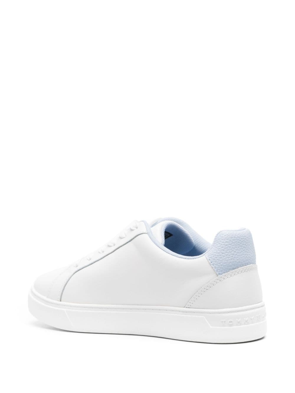 Shop Tommy Hilfiger Flag Court Leather Sneakers In White