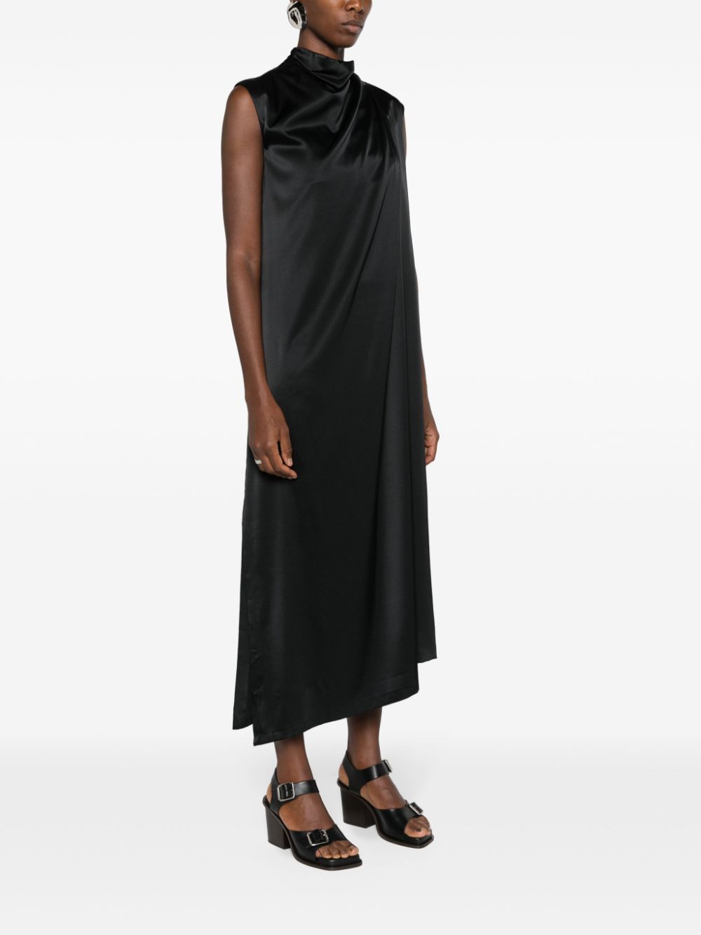Shop Christian Wijnants Dinari Draped-detail Midi Dress In Black