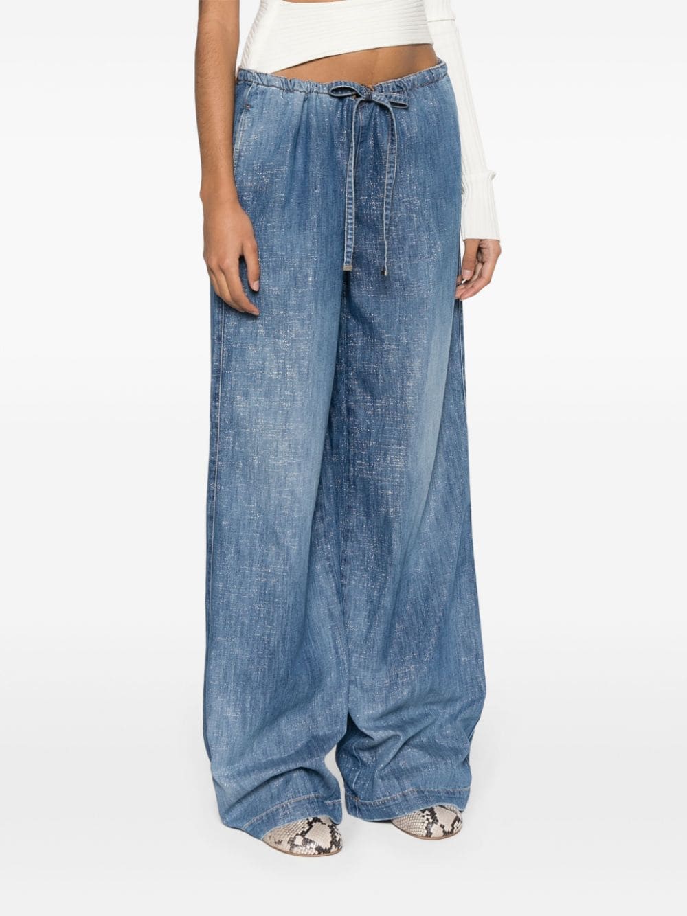 Ermanno Scervino Low waist jeans met wijde pijpen Blauw