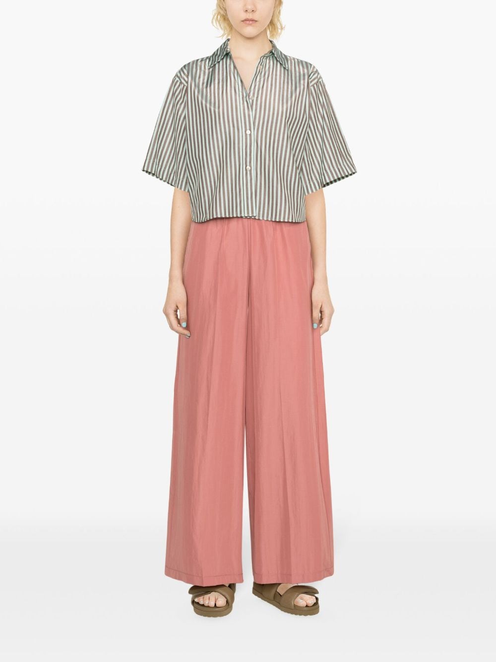 Shop Forte Forte High-waisted Taffeta Palazzo Pants In Pink