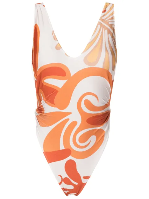 Adriana Degreas swirl-print high-cut swimsuit