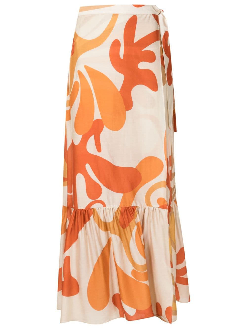 Adriana Degreas Swirl-print Wrap Skirt In Orange