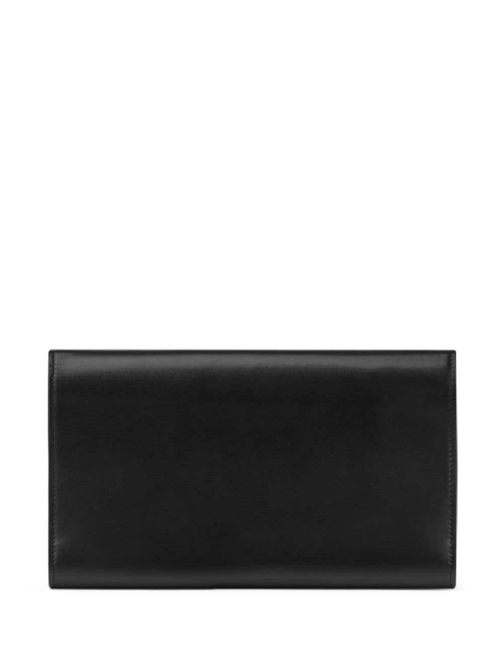 Shop Versace Logo-stamp Leather Clutch Bag In Black