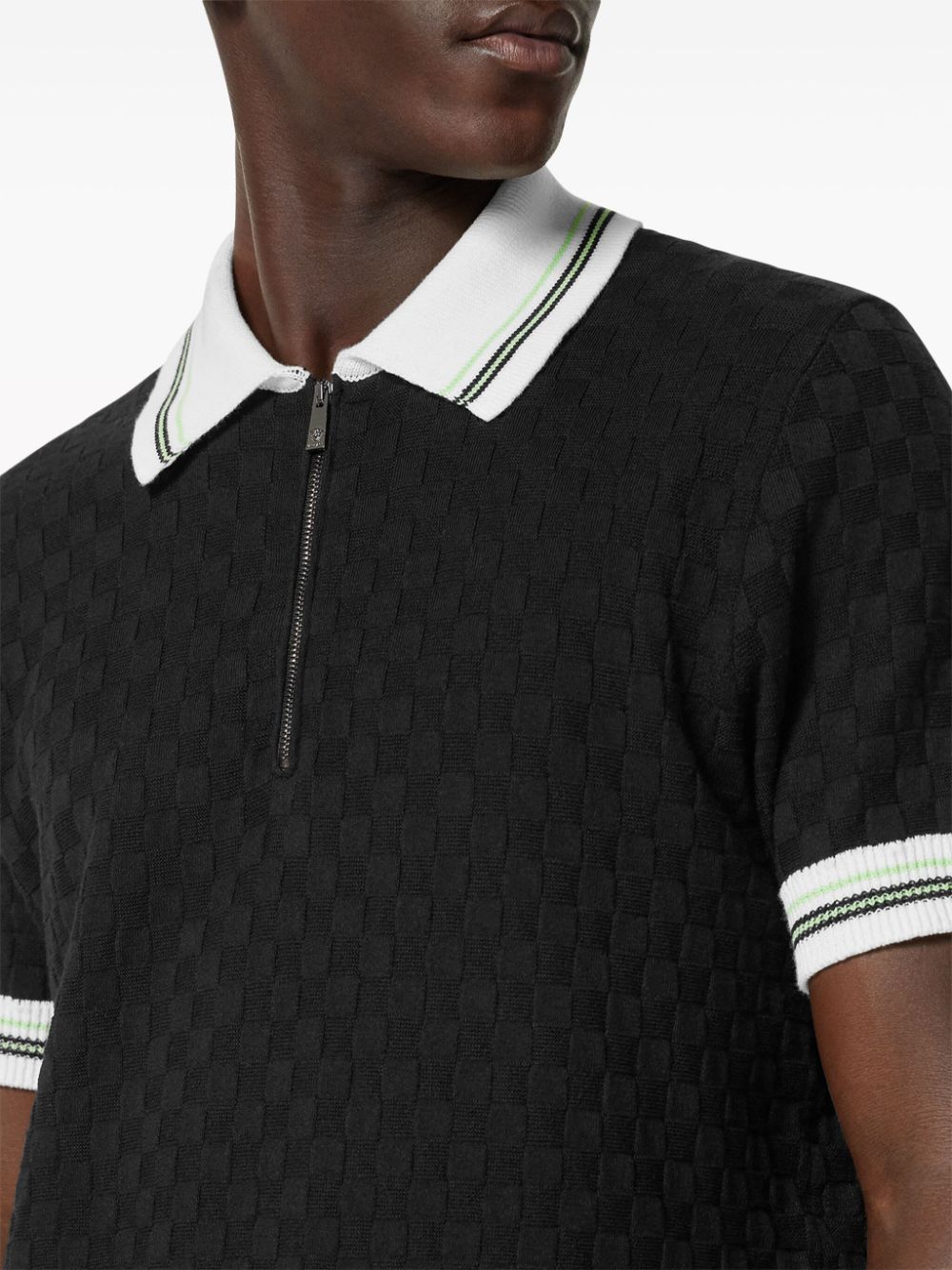 Versace Poloshirt met rits Zwart