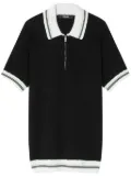 Versace zip-front knit polo top - Black