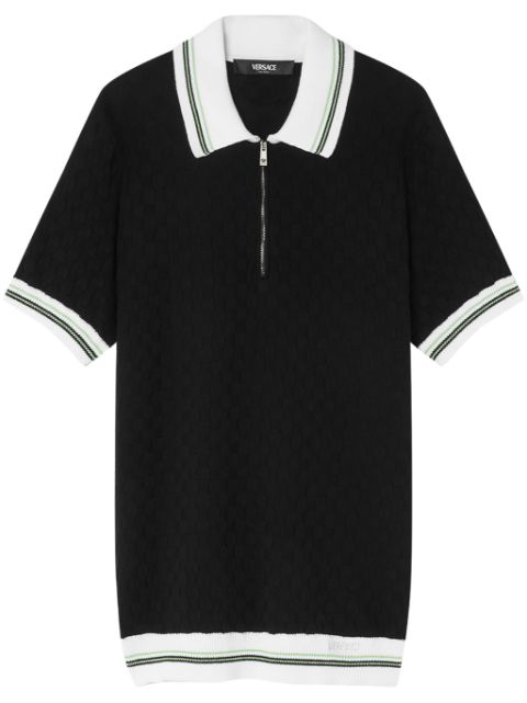 Versace zip-front knit polo top