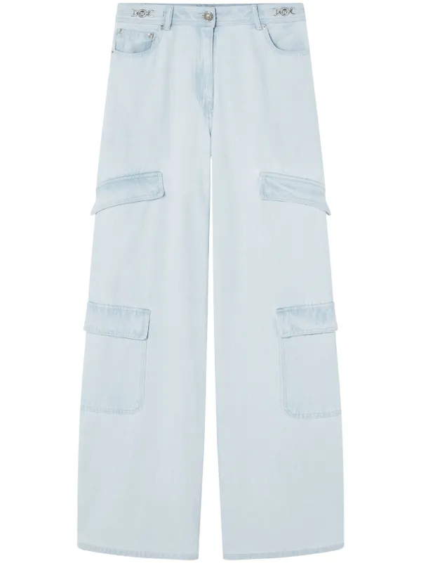 Versace Jeans Couture Wide-Leg Glitter Logo Jeans | Neiman