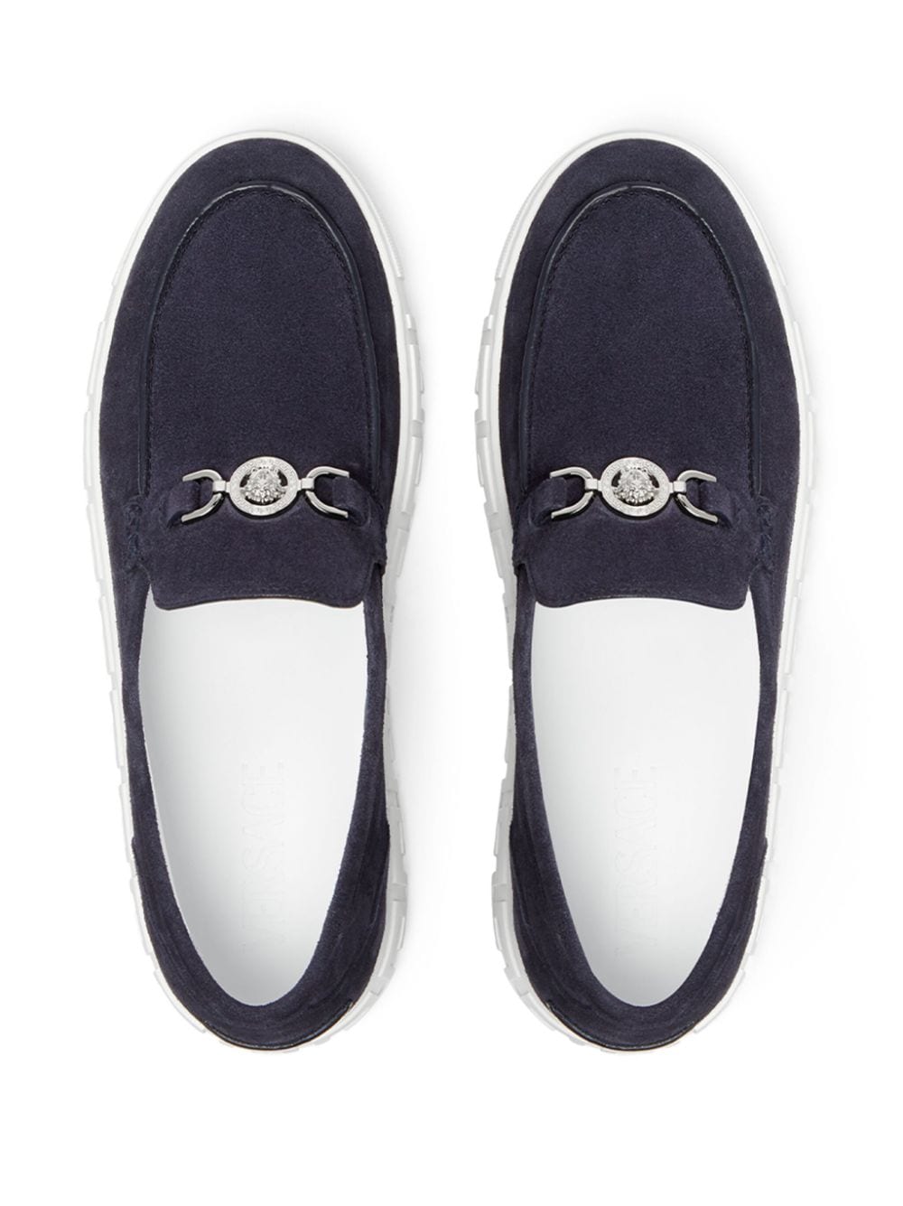 Shop Versace Medusa '95 Leather Loafers In Blau