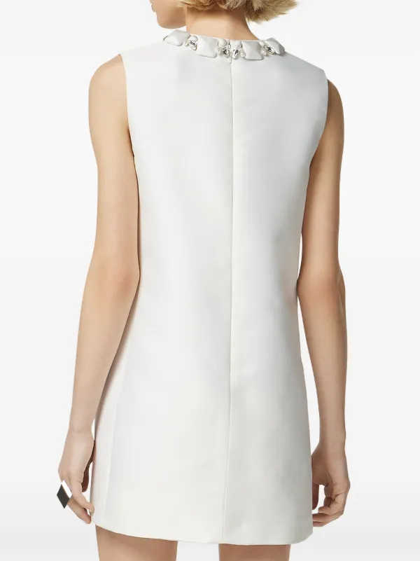 【関税＆送料込み】Versace White Sleeveless Mini Dress In S Versace Women's Off White Sleeveless Pencil Mini Dress US S