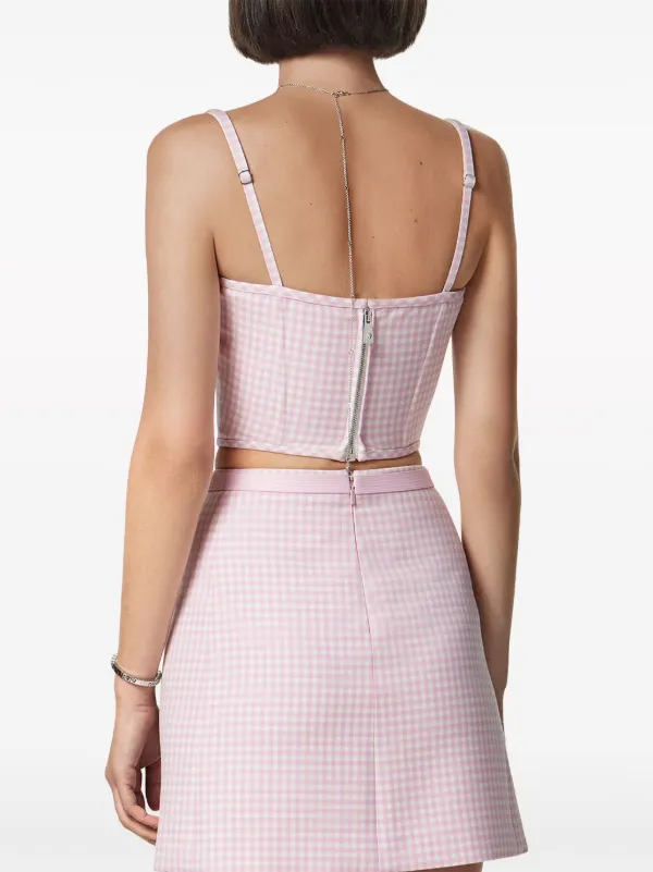Versace gingham-print Corset Top | Pink | FARFETCH