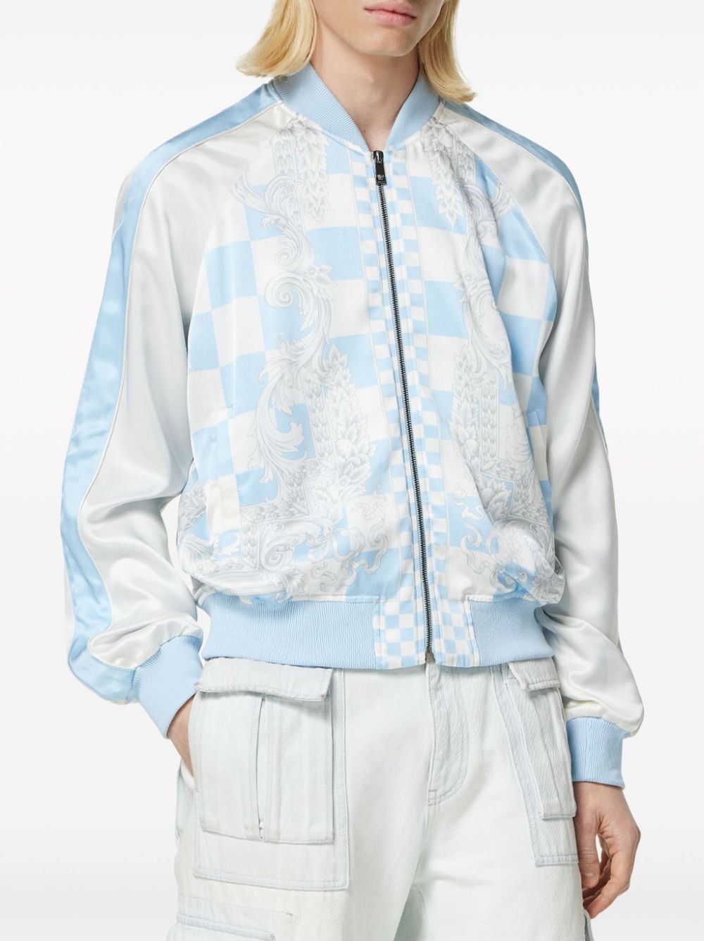 Shop Versace Medusa Contrasto Bomber Jacket In Blue