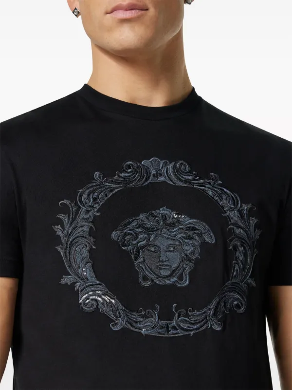Versace メドゥーサ カルトゥーシュ Tシャツ | ブラック