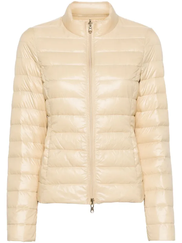 Patrizia Pepe logo print Padded Jacket Neutrals FARFETCH UK
