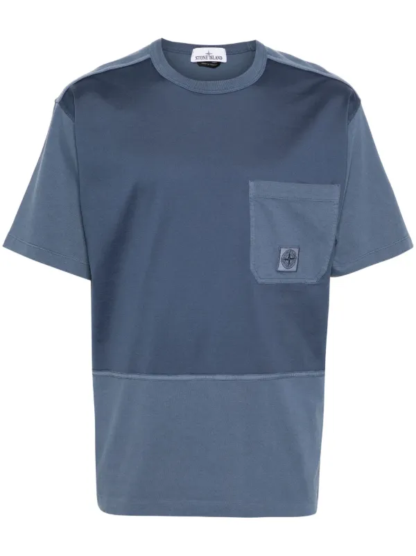 Stone Island Compass patch Pocket T shirt Blue FARFETCH AE