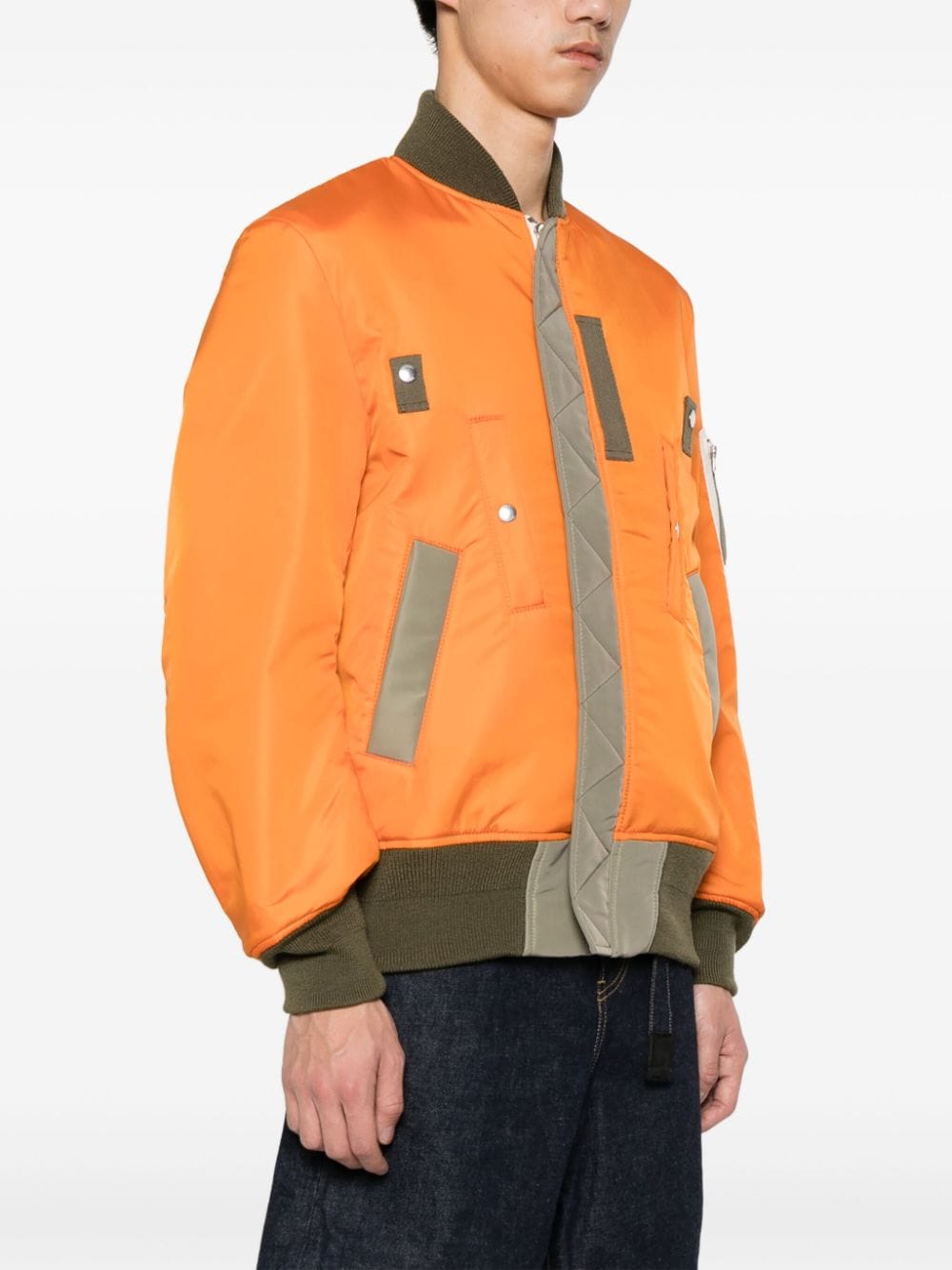Shop Sacai Side Vent Padded Jacket In Orange