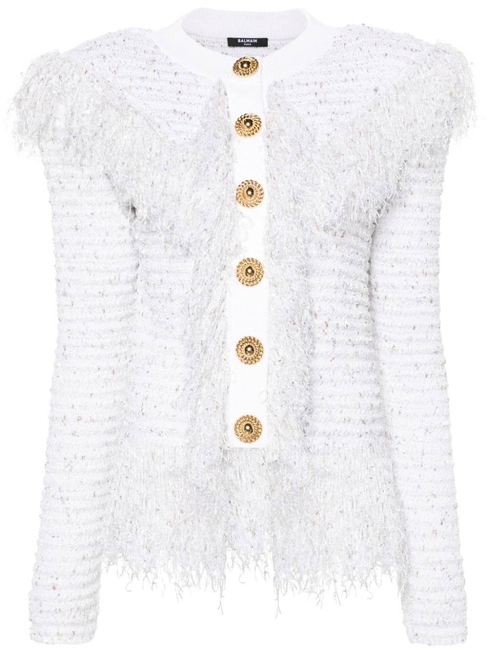 Balmain lurex chunky-knit cardigan - Bianco