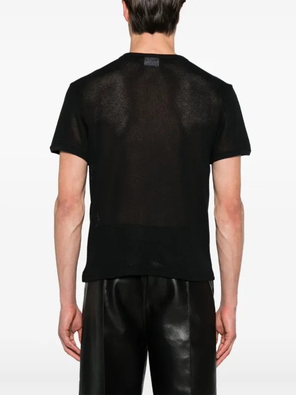 Courrèges Mesh crew-neck T-shirt | Black | FARFETCH