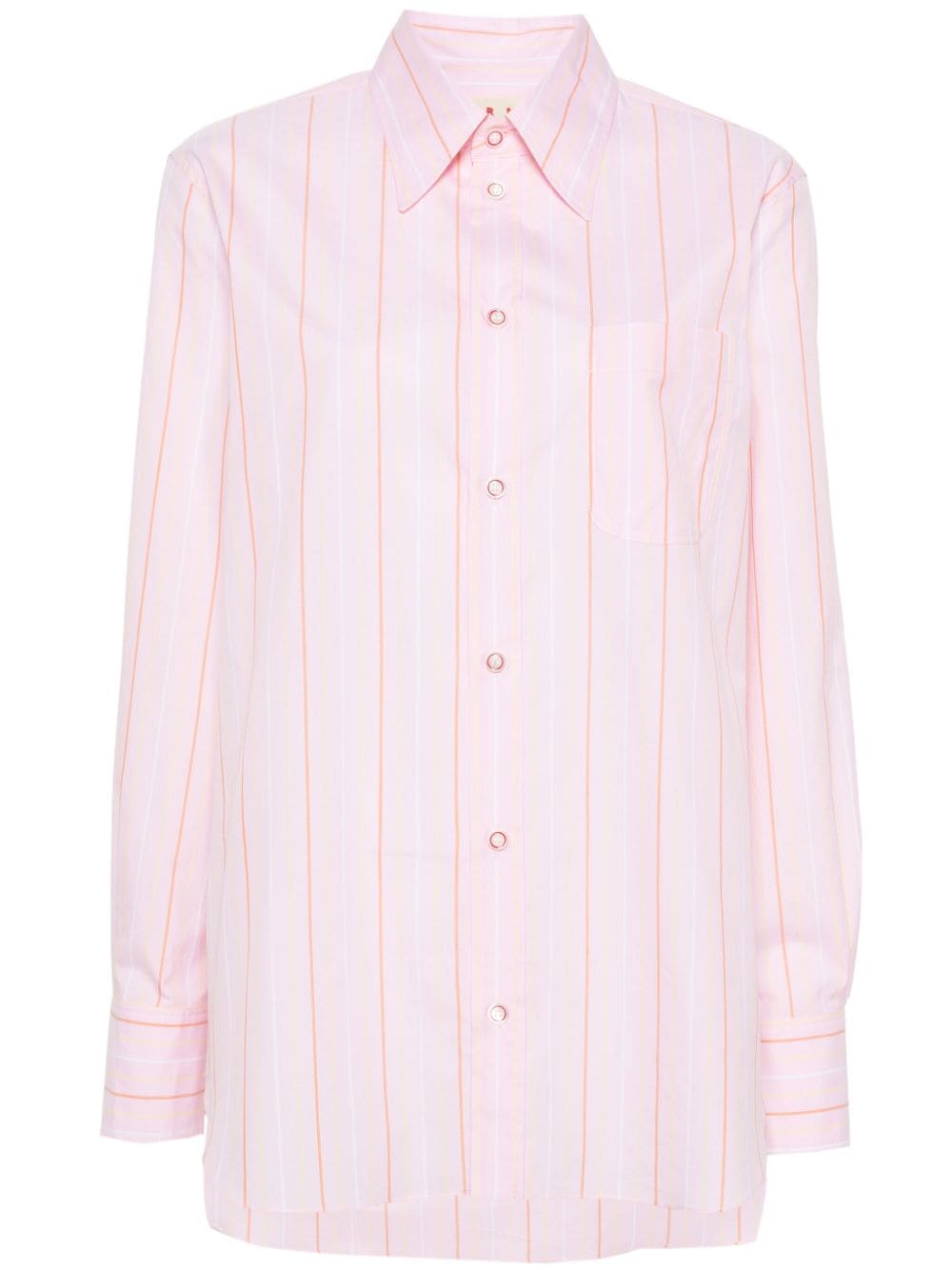 Shop Marni Striped Poplin Shirt In Rosa