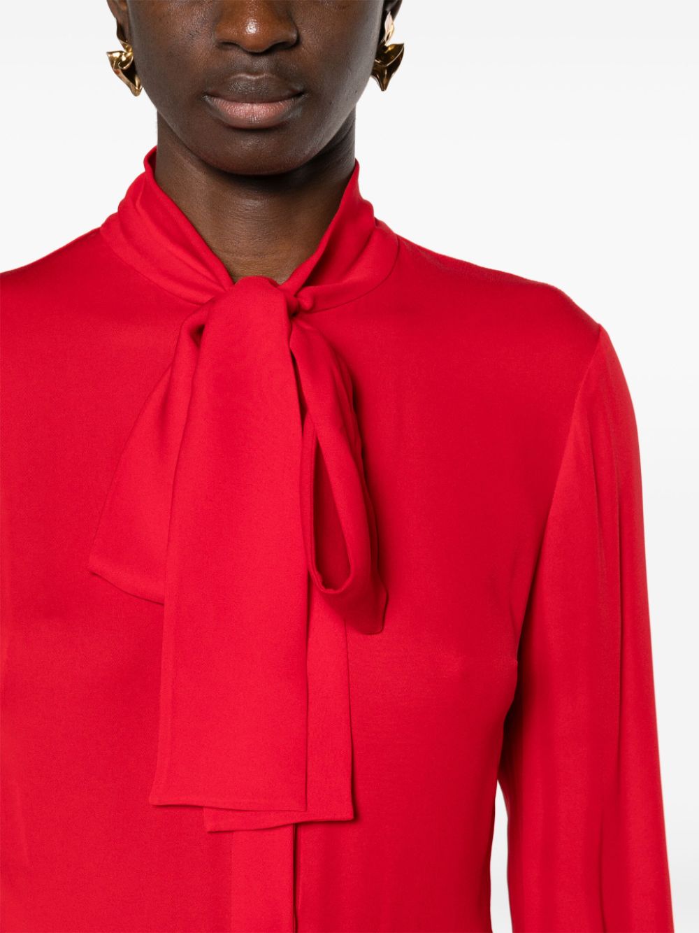 Shop Valentino Tie-fastening Silk Midi Dress In Red