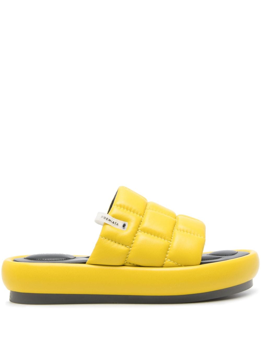 Premiata Quilted Leather Slides In Yellow