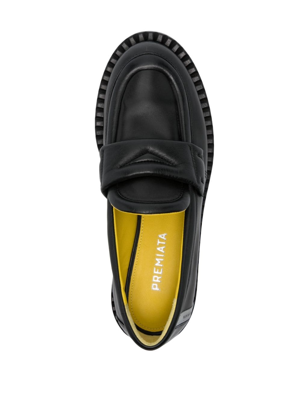 Shop Premiata Logo-patch Leather Loafers In Black