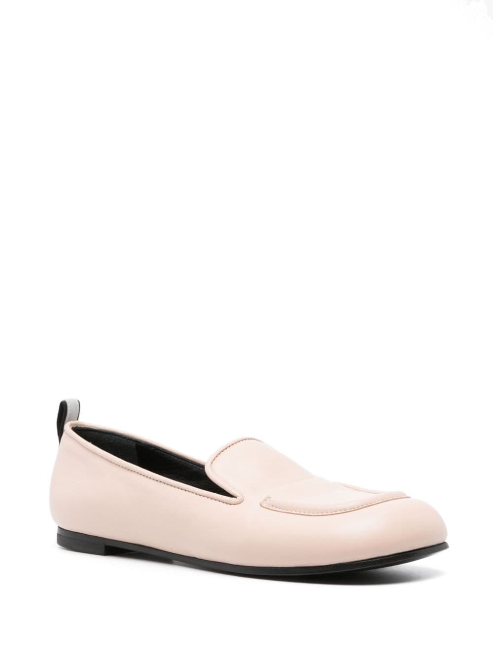 Shop Premiata Square-toe Leather Ballerina Shoes In Pink