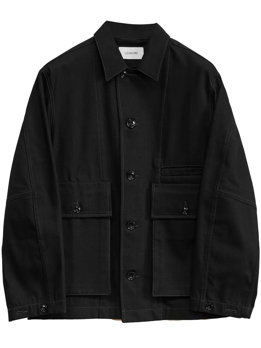 Shop Lemaire Boxy Cotton Shirt Jacket In Black