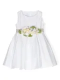 Colorichiari floral-appliqué belted dress - White