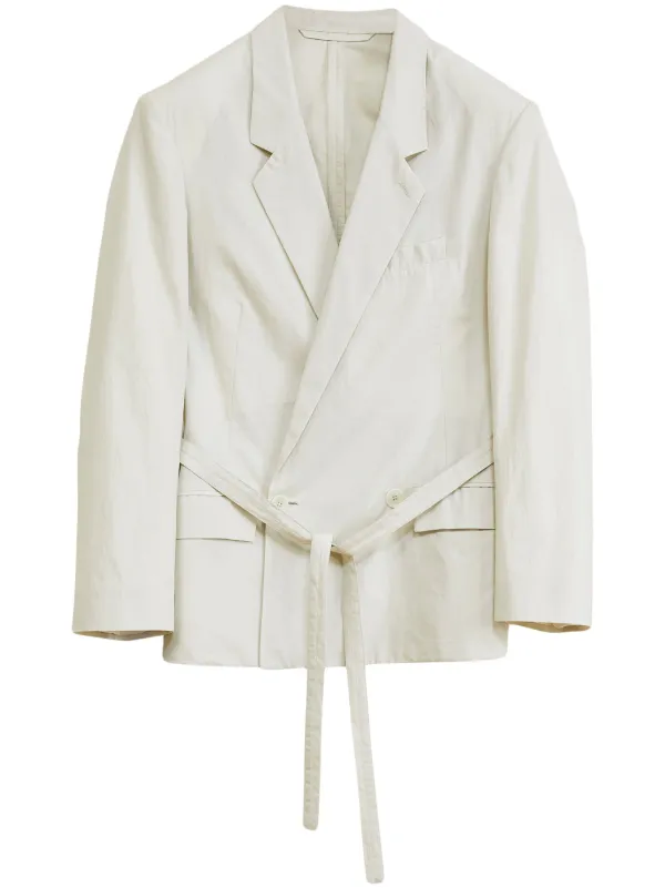 Belted white blazer best sale