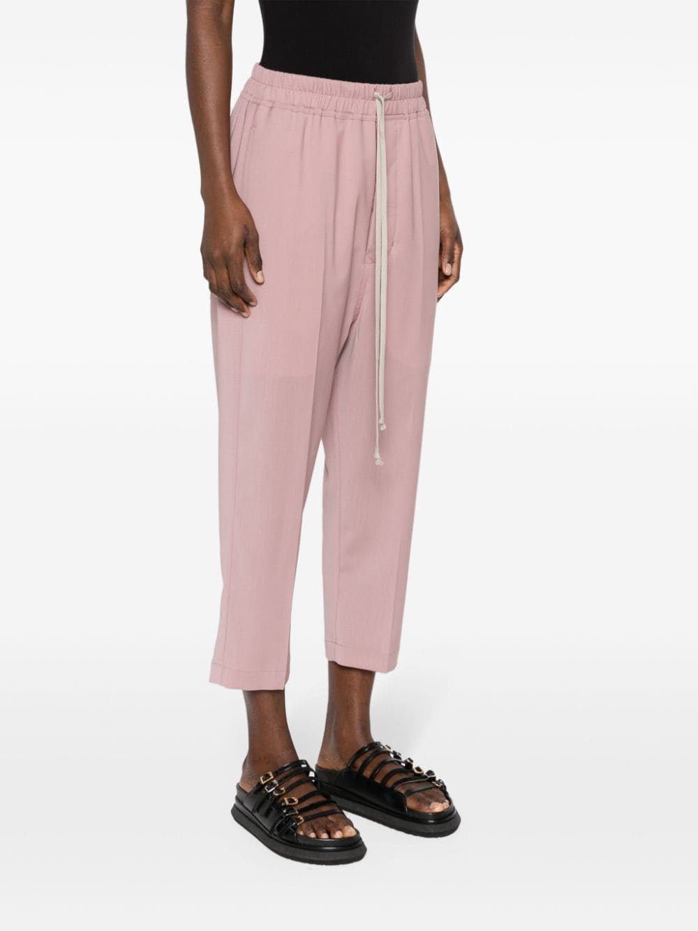 Shop Rick Owens Pressed-crease Cropped Trousers In Pink