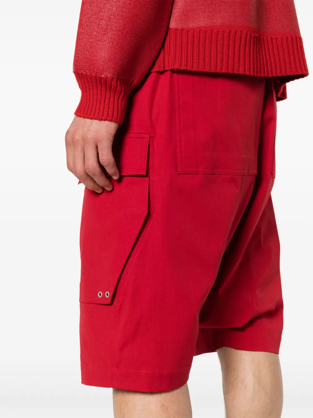 Rick Owens Shorts met verlaagd kruis Rood