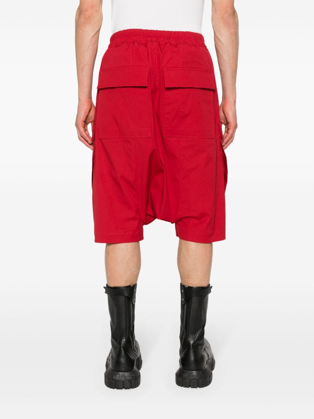 Shop Rick Owens Drop-crotch Cargo Shorts In Red