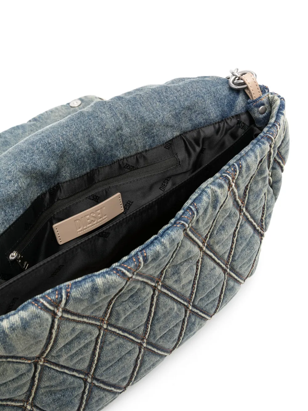 Diesel Grote schoudertas met bedel Blauw
