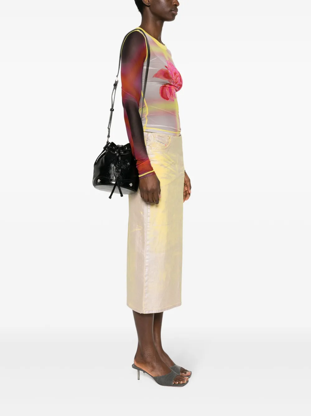 LIU JO logo-lettering bucket bag - Zwart