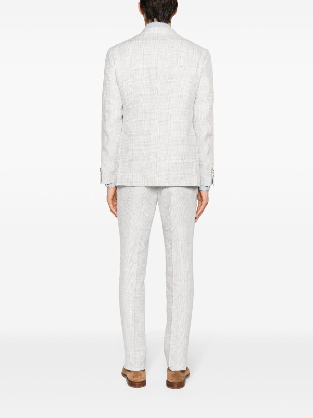 Shop Luigi Bianchi Mantova Single-breasted Linen Suit In Grau