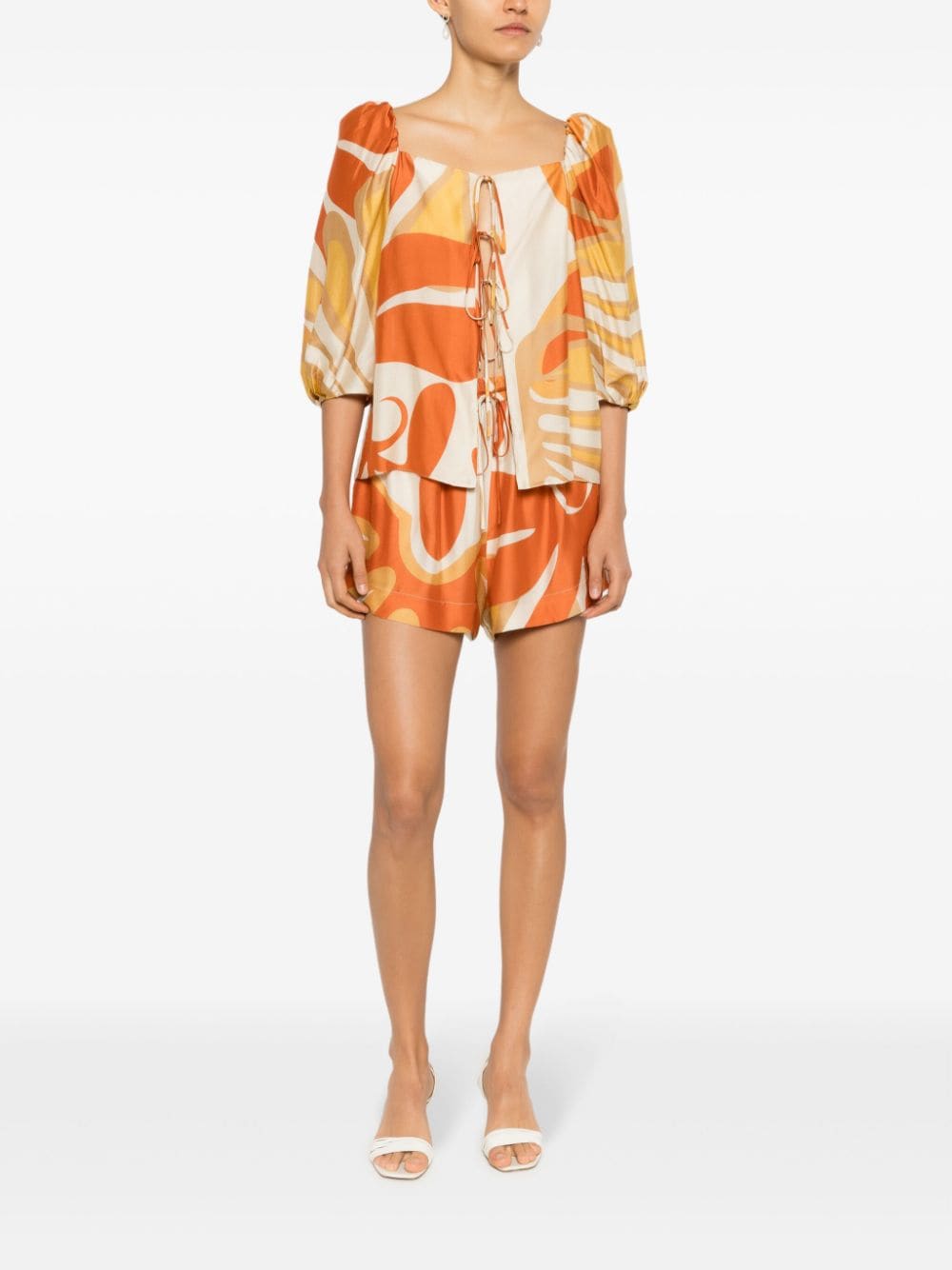 Shop Adriana Degreas Swirl-print Short Set In Orange