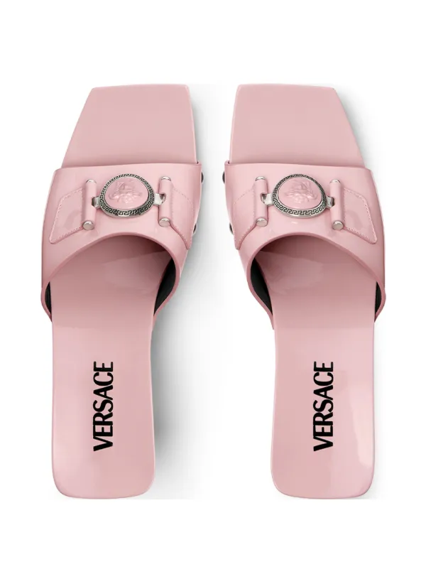 Versace 60mm Medusa-buckle patent-leather Clogs | Pink