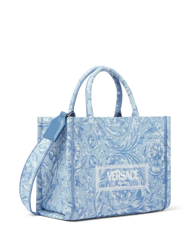 【関税＆送料込み】Versace 'Extra Small Athena' Shopping Ba Versace Small Barocco Athena Tote Bag | Blue | FARFETCH