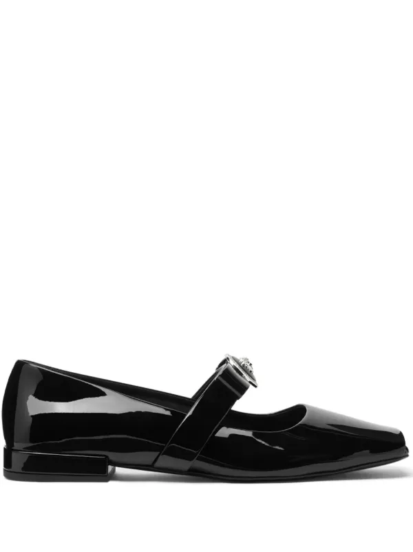 Versace Medusa head Leather Ballerina Shoes Black FARFETCH UK