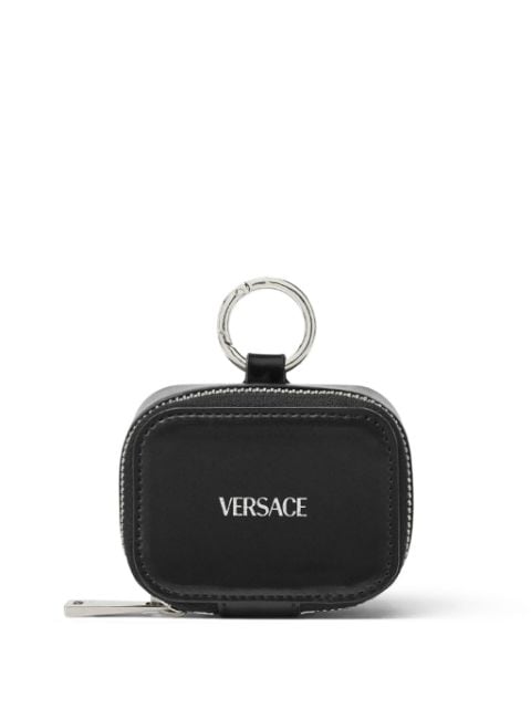 Versace logo-print leather pouch