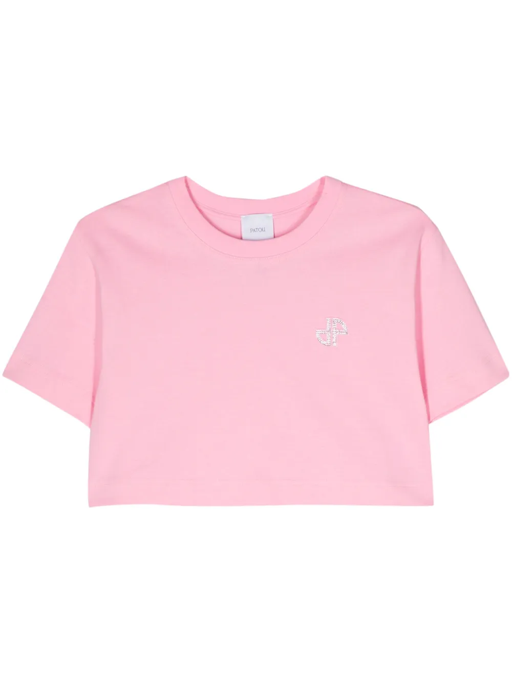 Shop Patou Logo-embellished Cropped T-shirt In Rosa