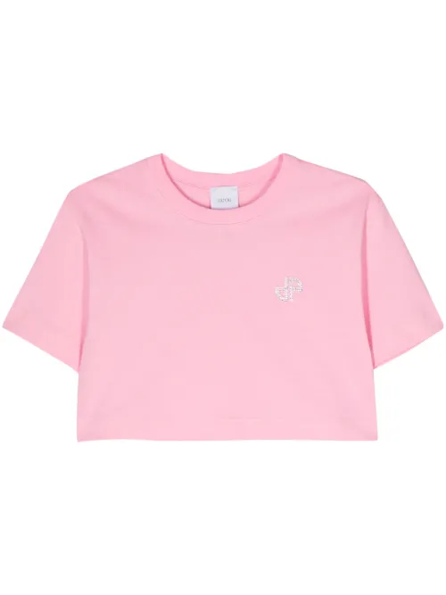 T-shirt crop à logo strassé - Patou - Modalova