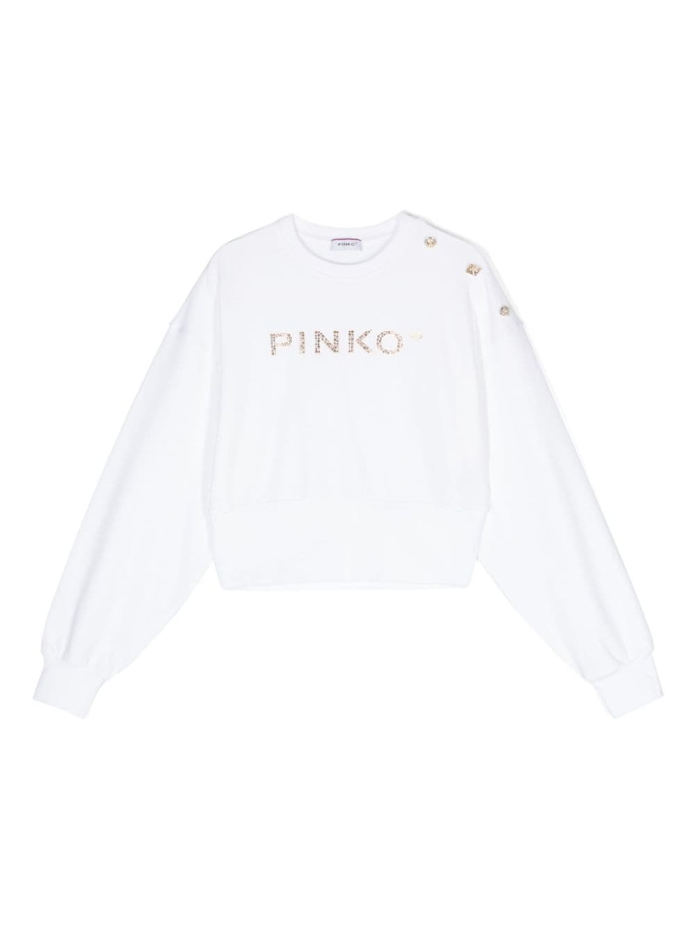 Pinko Kids' Stud-embellished Logo-print Sweatshirt In White
